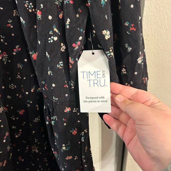 Time and Tru Corduroy Floral Long Sleeve Dress - Picture 3 of 5